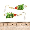 Glass Braided Beaded Christmas Tree Dangle Earrings EJEW-JE05151-02-3