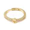 Rack Plating Brass Clear Cubic Zirconia Number 0 Adjustable Rings for Women RJEW-S407-09G-10-2