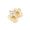 Brass Micro Pave Clear Cubic Zirconia Charms KK-Z151-18G-E-2