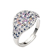 Brass Micro Pave Cubic Zirconia Cuff Rings for Women RJEW-A069-13P-6