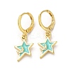 Star & Moon Real 18K Gold Plated Brass Dangle Leverback Earrings EJEW-L268-032G-04-1