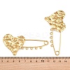 Texture Heart 304 Stainless Steel Safety Pins Brooch Findings SA-CBA098D-15A-G05-3