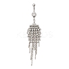 Alloy Crystal Rhinestone Dangle Curved Barbell Belly Rings AJEW-R007-04P-03-4