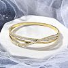 Ion Plating(IP) 304 Stainless Steel Polymer Clay Rhinestone Hinged Bangles for Women BJEW-A011-16G-2