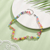 Synthetic Crackle Quartz Dyed Chips Chips Beaded Necklaces NJEW-JN04275-04-3