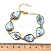 Natural Abalone Shell/Paua Shell Teardrop Link Chain Bracelets for Women BJEW-F512-01G-5