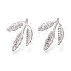 Non-Tarnish 304 Stainless Steel Leaf Stud Earrings for Women LS-EJEW-F300-11P-1