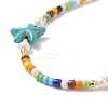 Colorful Synthetic Turquoise Starfish & Shell Pearl & Glass Seed Beaded Necklace for Women NJEW-TA00044-4