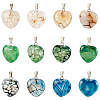 12Pcs 3 Colors Natural Dragon Veins Agate Pendants G-DC0001-03-1