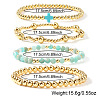 5Pcs 5 Styles Handmade Brass & Natural Amazonite & Glass Beads Stretch Bracelet Set OI0028-5-3