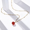 Natural Carnelian(Dyed & Heated) Round Pendant Necklaces NJEW-U026-20G-3