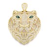 Brass Micro Pave Clear Cubic Zirconia Pendants KK-G431-27G-1