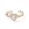 Heart Clear Cubic Zirconia Cuff Ring LS-RJEW-M146-07G-2