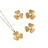 304 Stainless Steel Imitation Pearl Flower Stud Earrings & Pendant Necklaces & Rings Sets for Women WG65500-06-2