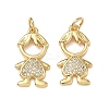Brass Micro Pave Clear Cubic Zirconia Pendants CU-CBA9AFC-01G-07-1