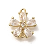 Brass Pave Glass Flower Connector Charms KK-M295-17G-02-1