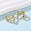Brass Micro Pave Clear Cubic Zirconia C-Shaped Cuff Earrings EJEW-D328-08G-2