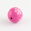 Round Acrylic Snowflake Pattern Beads SACR-S196-18mm-08-2