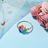 Flower Glass Finger Rings RJEW-JR00713-01-2