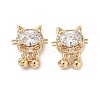 Brass Pave Cubic Zirconia Cat with Bowknot Multi-Strand Links KK-A286-17G-01-1
