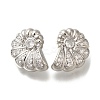 Rack Plating Shell Shape Brass Micro Pave Clear Cubic Zirconia Stud Earrings EJEW-H143-27P-4