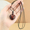 Wood Heart Pendant Adjustable Black Waxed Cord Necklaces for Women FS-WG059F7-02-2
