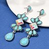 Alloy Synthetic Turquoise Dangle Stud Earrings EJEW-U053-05AS-3