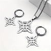 Witches Knot 304 Stainless Steel Pendant Necklaces & Hoop Earrings & Rings Sets FS-WGFB126-01-4