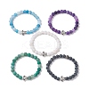 Dyed Natural Weathered Agate Round Beads Stretch Bracelets BJEW-JB11080-1