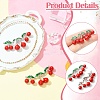 2Pcs Brass Red and Green Enamel Cherry Connector Charms KK-CJ0003-50-3