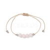 3Pcs 3 Style Natural Rose Quartz Braided Bead Bracelets Set BJEW-JB09334-01-3