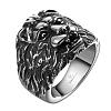 Punk Rock Style Men's 316L Surgical Stainless Steel Lion Wide Band Rings RJEW-BB06676-9-2