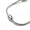 Tarnish Resistant 304 Stainless Steel Round Snake Chain Bracelet with Oval Beaded BJEW-E088-03P-2
