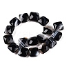 Dyed & Heated Natural Black Banded Agate/Striped Agate Beads Strands G-T138-170-2