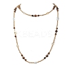 Round Natural Tiger Eye & Nuggets Topaz Beaded Wrap Long Necklaces NJEW-JN05907-01-9