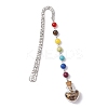 7 Chakra Gemstone Bead & Natural Tiger Eye Glass Heart Wishing Bottle Pendant Bookmarks AJEW-JK00313-02-1