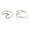 Non-Tarnish 304 Stainless Steel Sea Wave Cuff Rings LS-X-RJEW-N038-115P-2