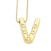 Brass & Plastic Pearl Letter Pendant Box Chain Necklaces for Women NJEW-U017-01G-22-1