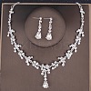 Teardrop Alloy Rhinestone Pendant Necklaces & Stud Dangle Earrings Sets FS-WGE9DA1-02-1