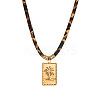 304 Stainless Steel Pendant Polyester Leopard Print Cord Necklaces for Women FS-WG8EA49-07-1
