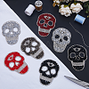 8Pcs 4 Colors Skull Hotfix Rhinestone (Hot Melt Adhesive On The Back) DIY-FH0007-53-4