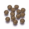 Tibetan Style Alloy Flat Round Carved Vortex Beads TIBEB-5437-AB-FF-1
