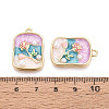 Rack Plating Alloy Enamel and ABS Imitation Pearl Pendants ENAM-T024-85A-G-3
