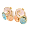 304 Stainless Steel Enamel Spiral Stud Earrings for Women LS-EJEW-A138-03G-4