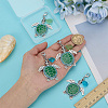 4Pcs 2 Colors Alloy Green Enamel Sea Turtle Pendants Decoration HJEW-FG00025-3