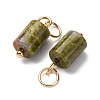 Natural Unakite Column Charms with 304 Stainless Steel Jump Rings G-Q032-01B-2