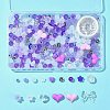 250Pcs 15 Styles Purple Opaque with Transparent Acrylic Beads with Strong Stretchy Beading Elastic Thread OACR-FS0001-61-7