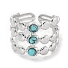 304 Stainless Steel Synthetic Gemstone Cuff Rings G-Z056-05P-3
