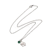Valentine's Day 304 Stainless Steel & Green Glass Dolphin Heart Pendant Cable Chain Necklaces for Women NJEW-FS00014-03-1