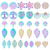 32Pcs 16 Style Ion Plating(IP) 201 Stainless Steel Filigree Pendants STAS-DC0006-64-1